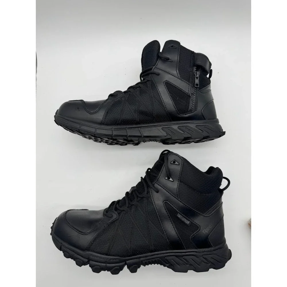 Reebok Tactical Side-Zip Waterproof Duty Boots Mens Black‎ Leather Mesh Size 13